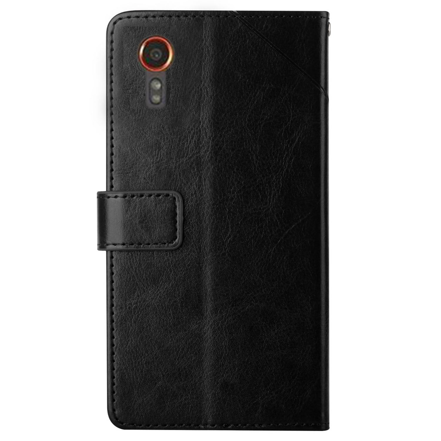 HT01 For Samsung Galaxy Xcover7 Wallet Leather Case Protective Phone Cover - Black HT01 For Samsung Galaxy Xcover7 Wallet Leather Case Protective Phone Cover - Black